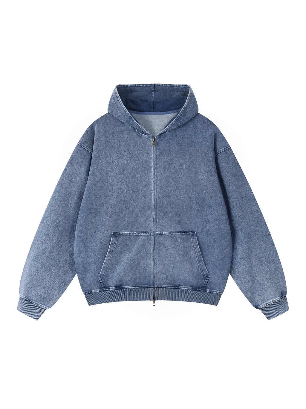 Mooda Snow Wash Oversized Zip-Up Hoodie