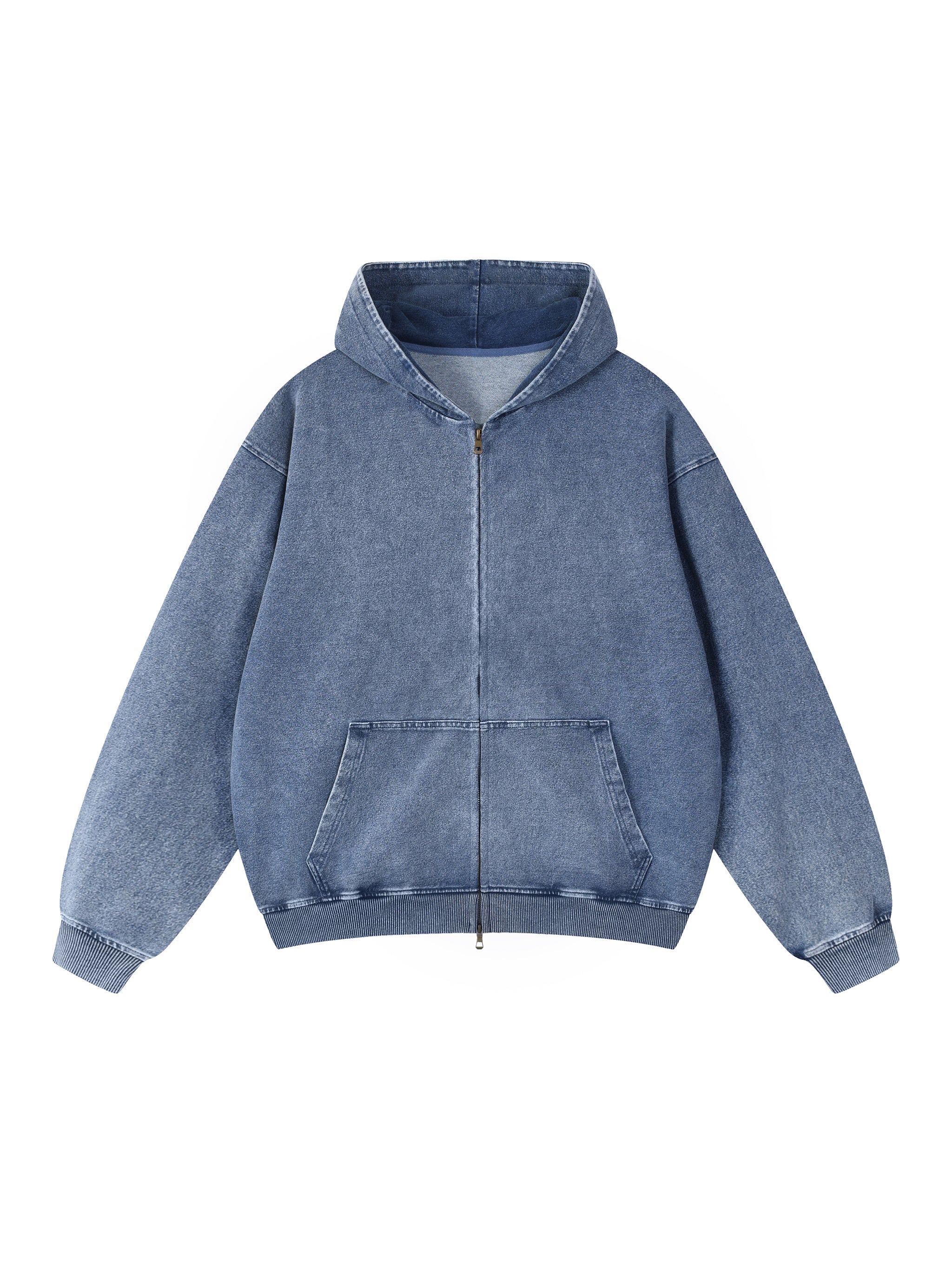 Mooda Snow Wash Oversized Zip-Up Hoodie