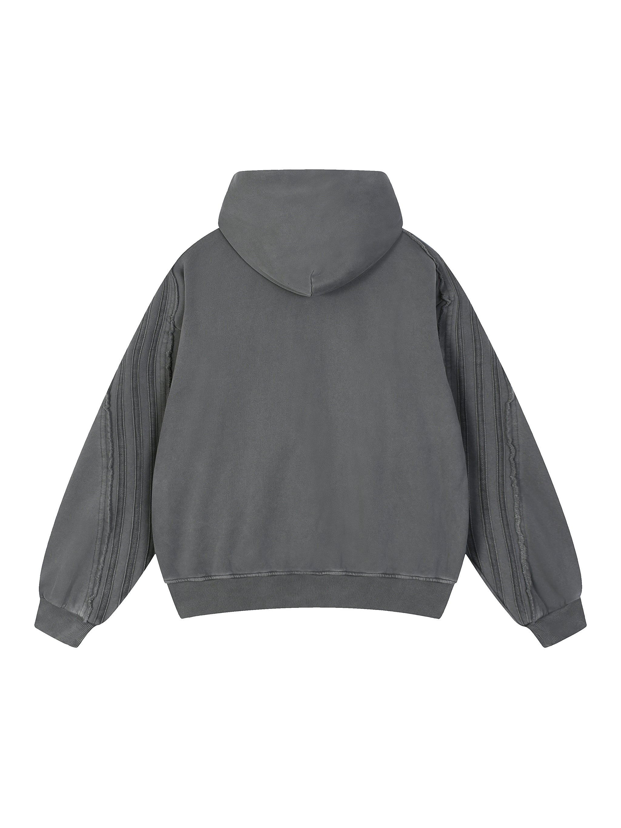 Mooda Snow Washed Tape Raw Edge Zip Hoodie