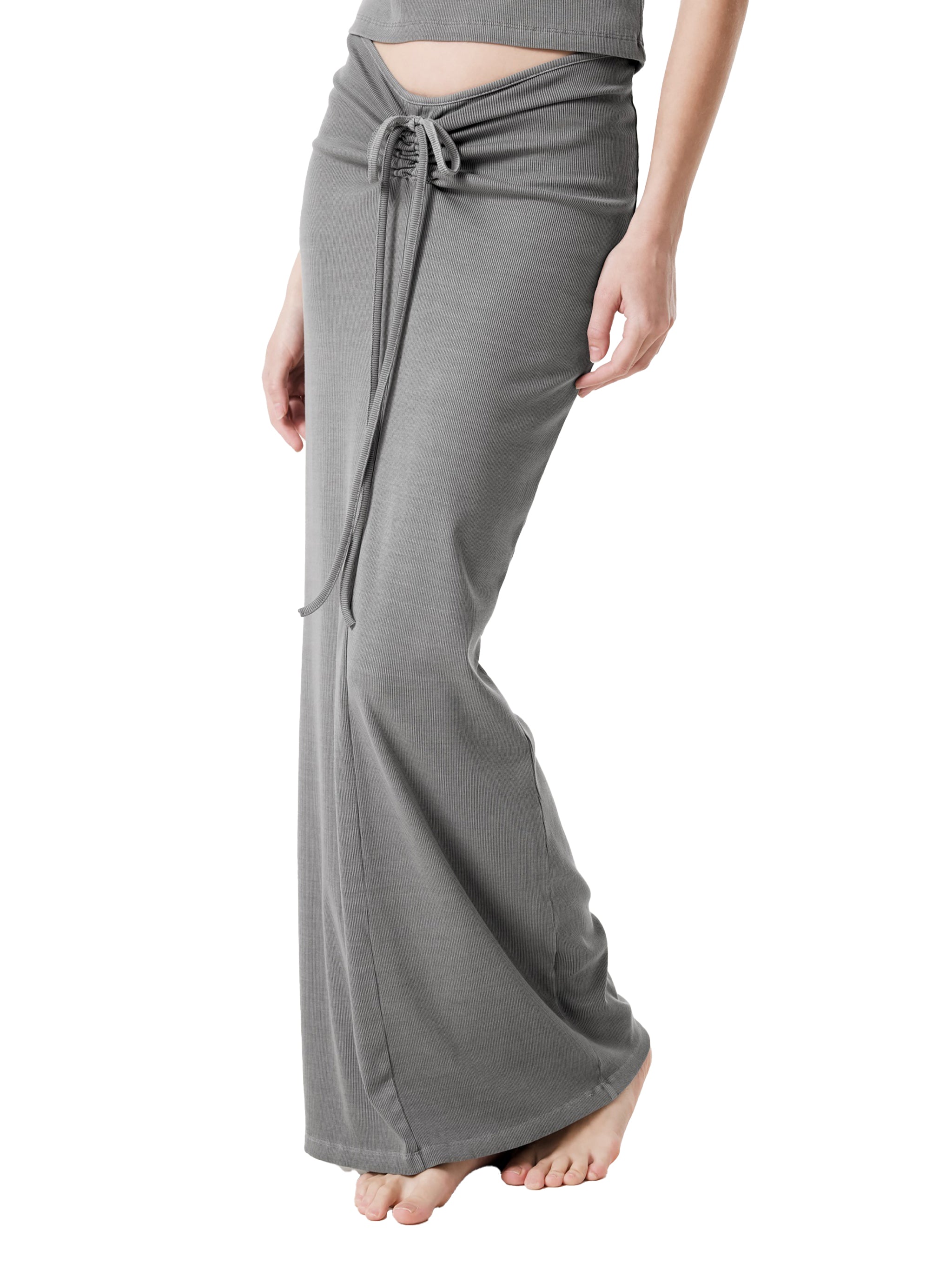 Mooda Dyed Washed Drawstring Maxi Skirt